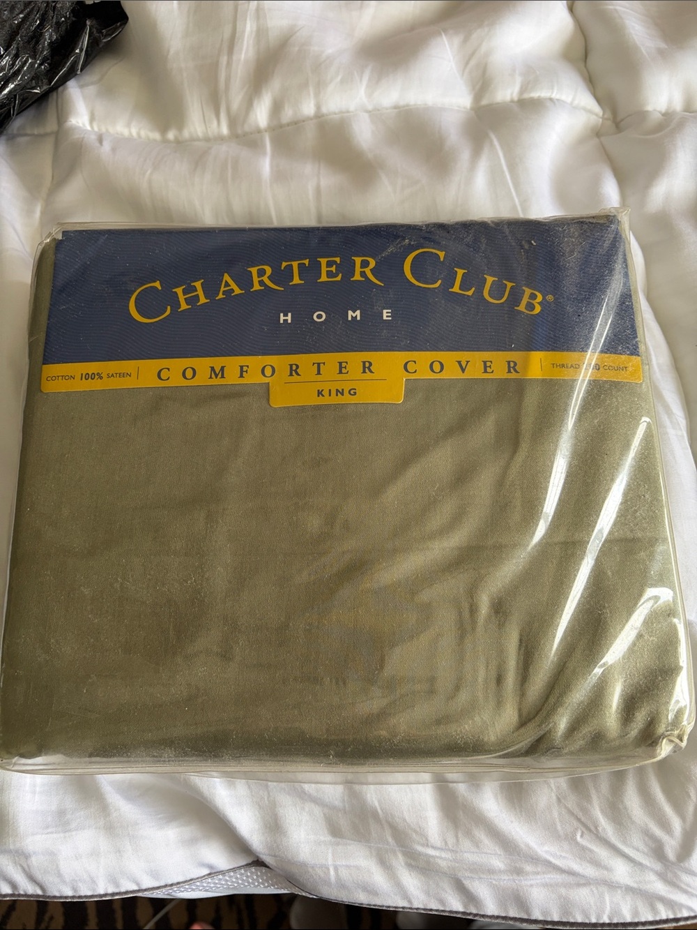Charter Club King Comforter Cover in Olive
